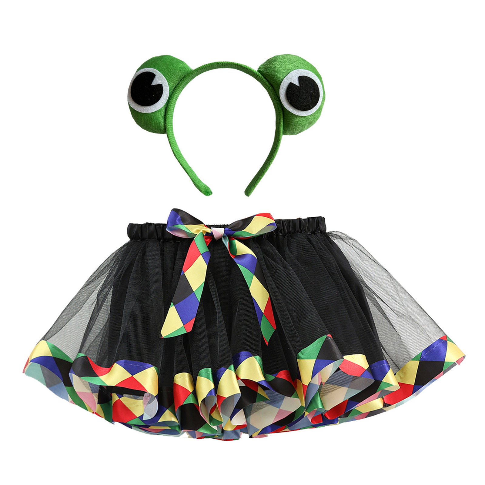 LUOGENLI Girls Valentine's Day Dresses Size 6-7 Kids Girls Ballet Skirts Holiday Party Dance Skirt Hairband Set Girls St. Patrick's Day Dresses Size 7 Fancy Black 4-6 Years